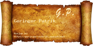 Geringer Patrik névjegykártya